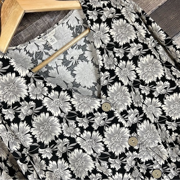 Cato Black Vintage Style Floral Linen Blend Babydoll Blouse Bohemian Boho - Picture 7 of 7